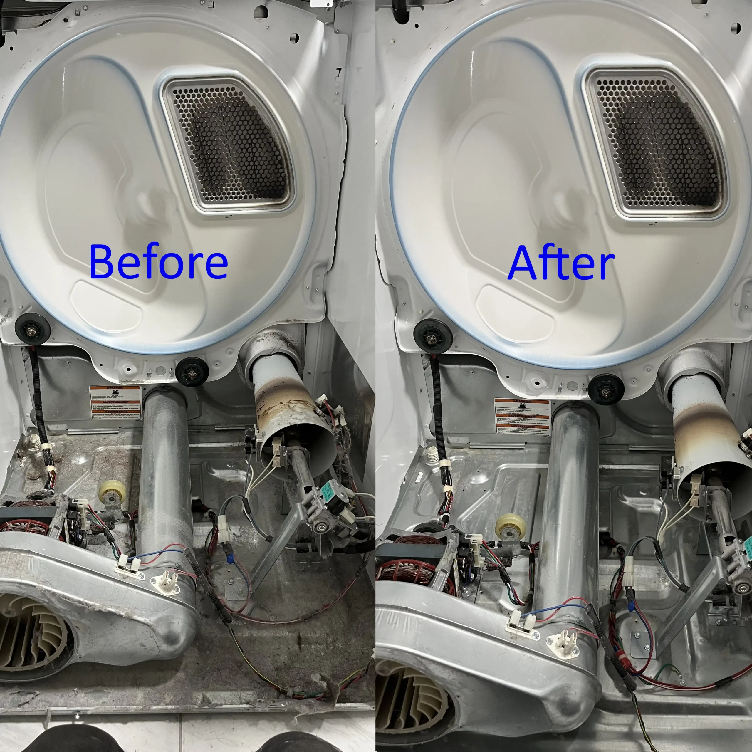Dryer before and after cleaning
